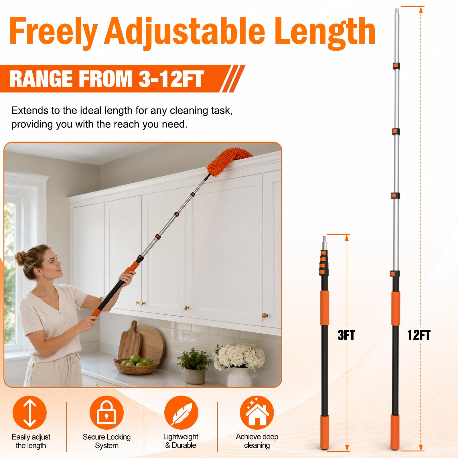 20FT High Reach Duster Cleaning Kit with Extension Pole