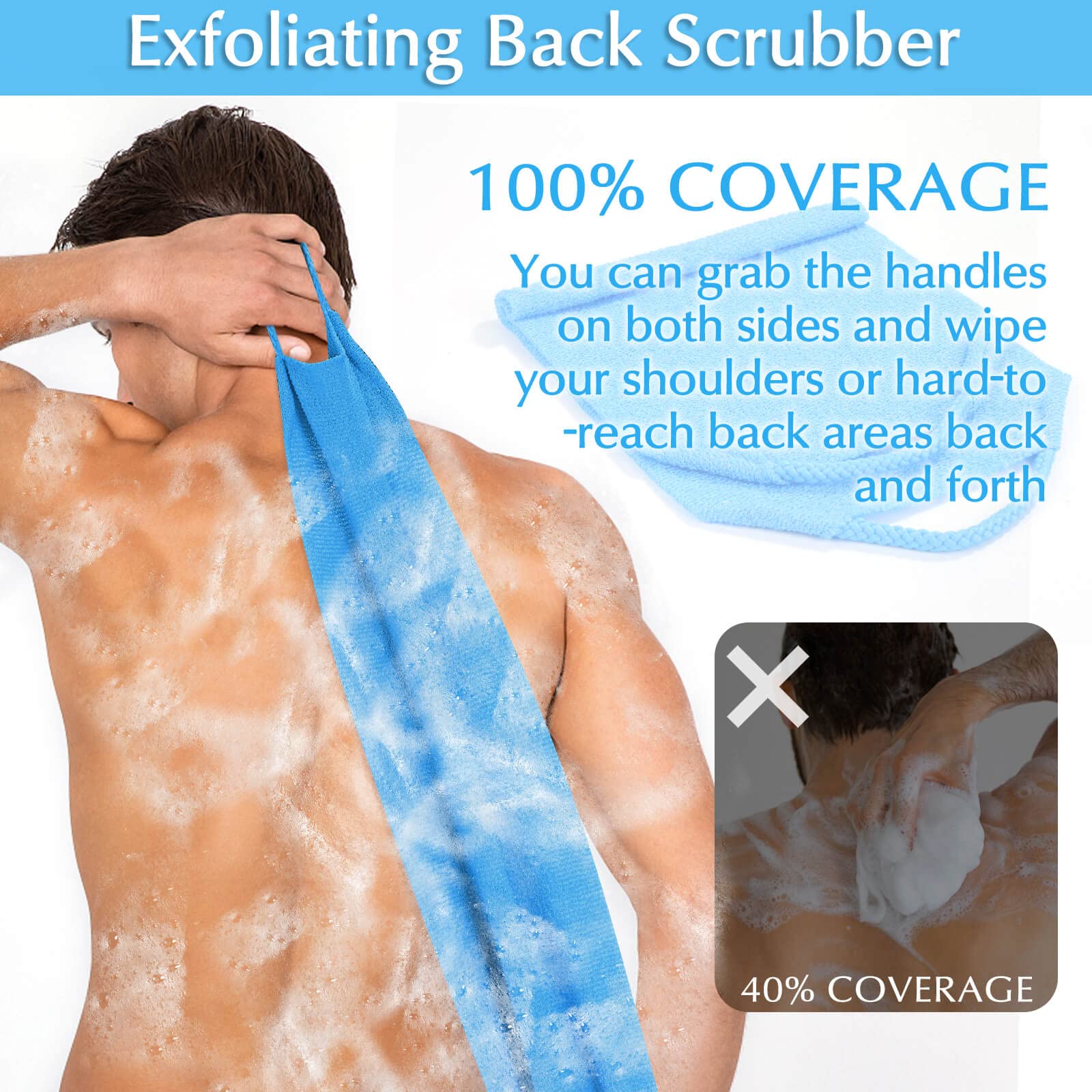 Exfoliating Back Scrubber Bath Gloves Set (3 Count)