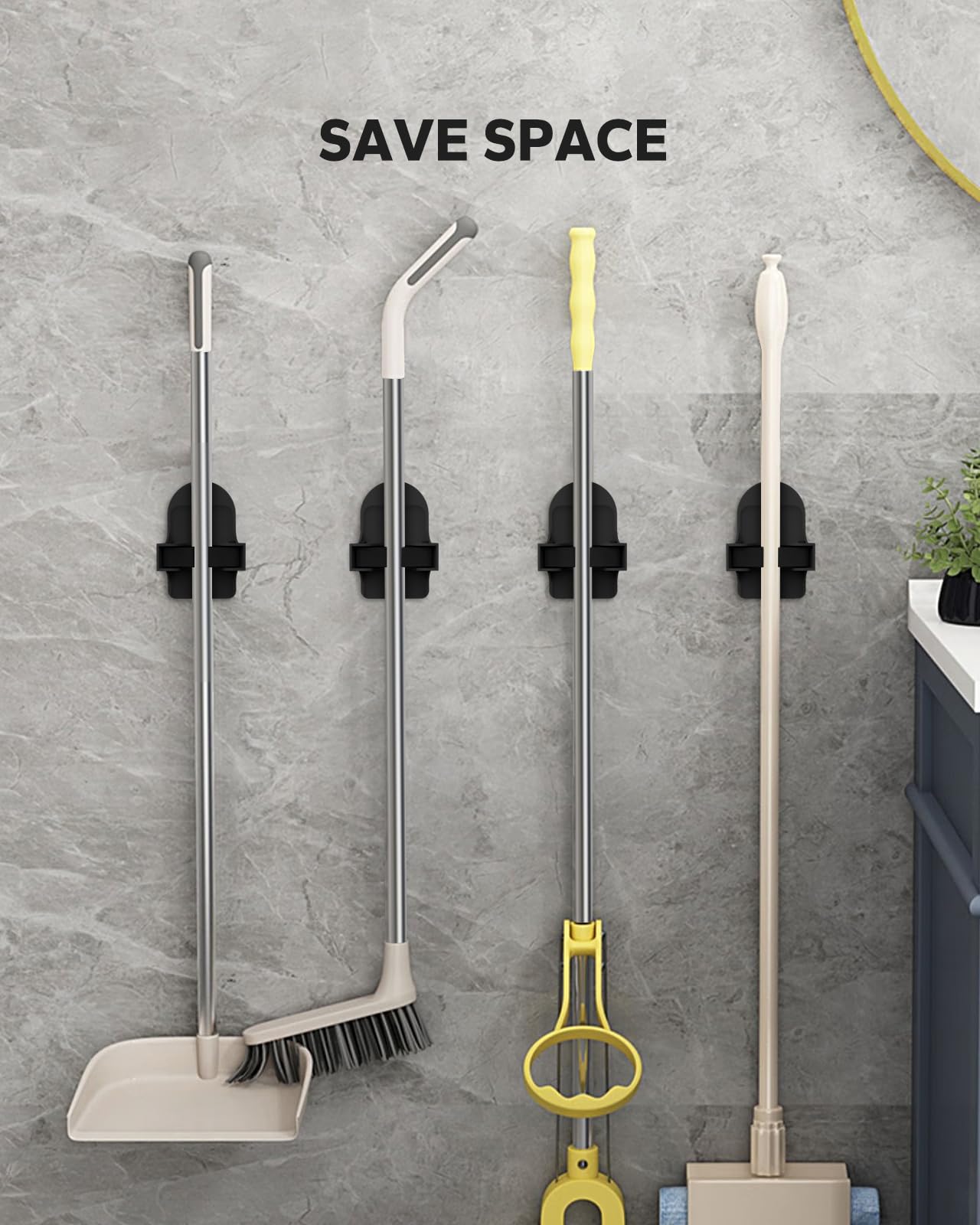Broom Holder Wall Mount (4 Count)