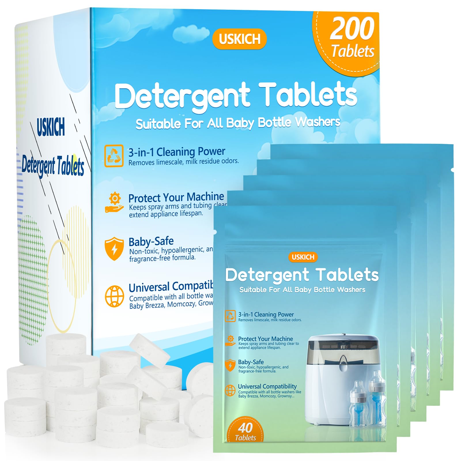 200Pcs Detergent Washing Tablets for Momcozy (200 Count)