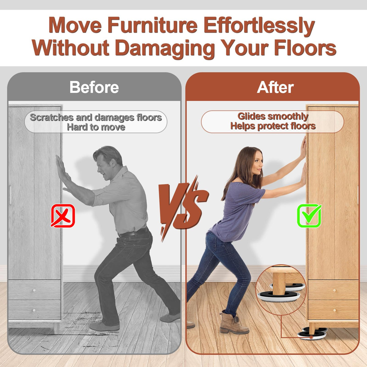 Furniture Sliders for Hardwood Floors (16 Count)
