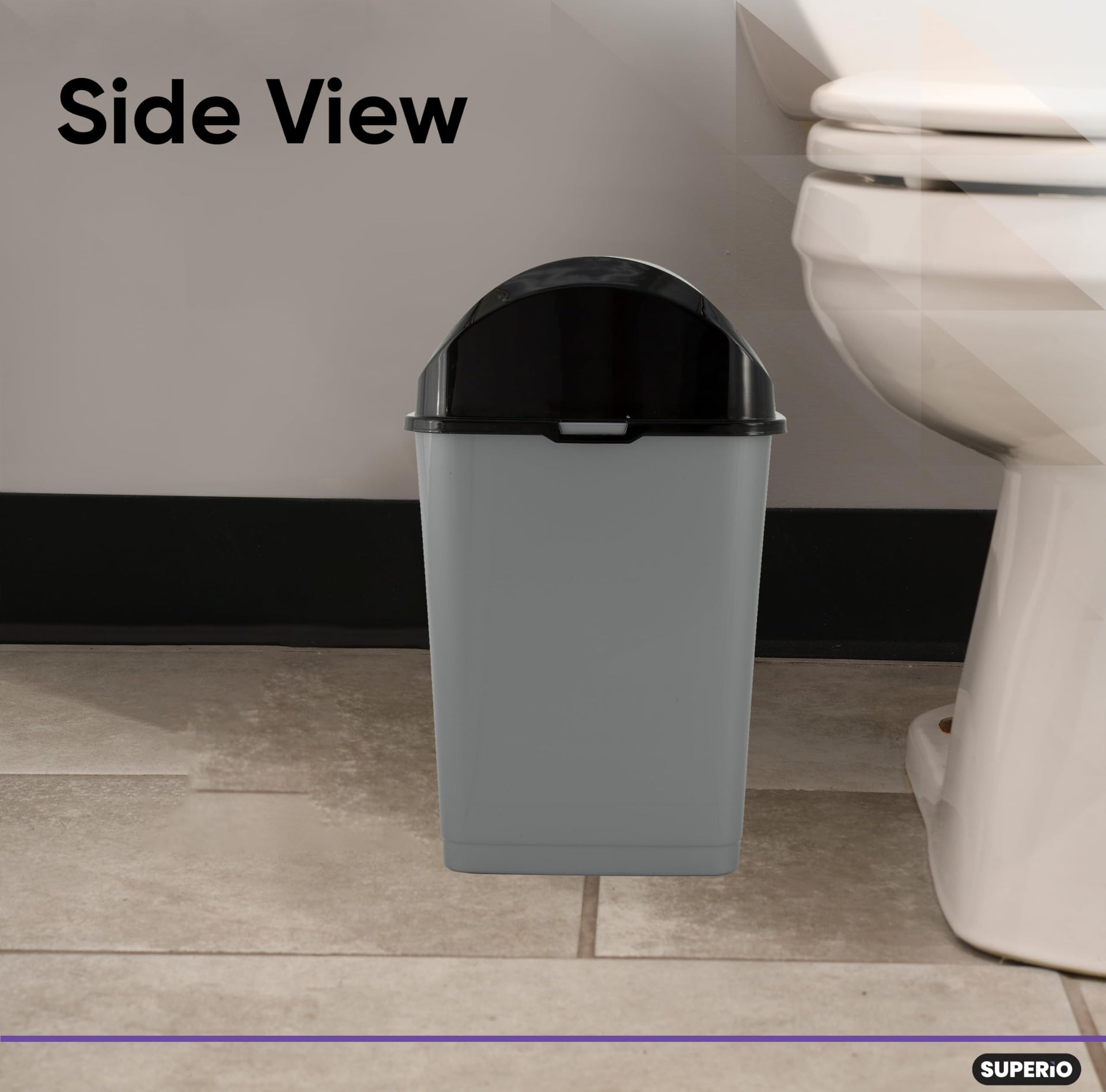 Small 2.5 Gallon Plastic Trash Can with Swing Top Lid