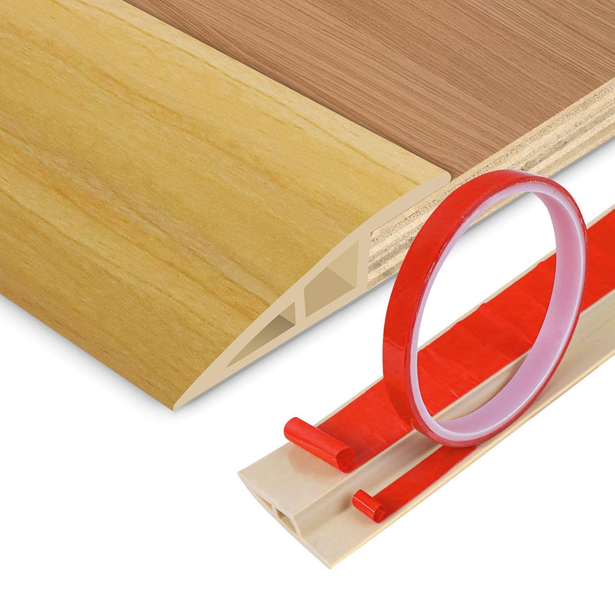 Floor Transition Strip Vinyl Door Threshold Ramp Self Adhesive Carpet Edging Strip Doorway Edge Trim (6.6 Foot)