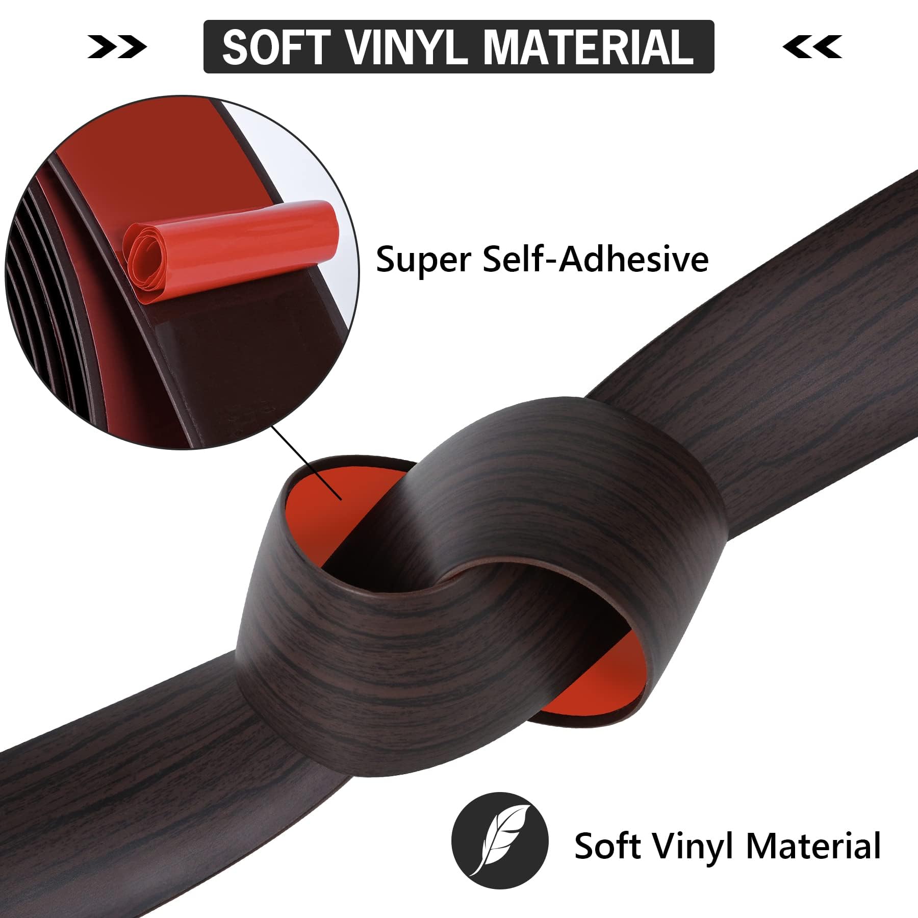3.3Ft Floor Transition Strip Self Adhesive Vinyl Cover Floor Strip Flat Divider Transition Strip Wood Grain Design for Laminate Floor Gaps and Doorway Transitions