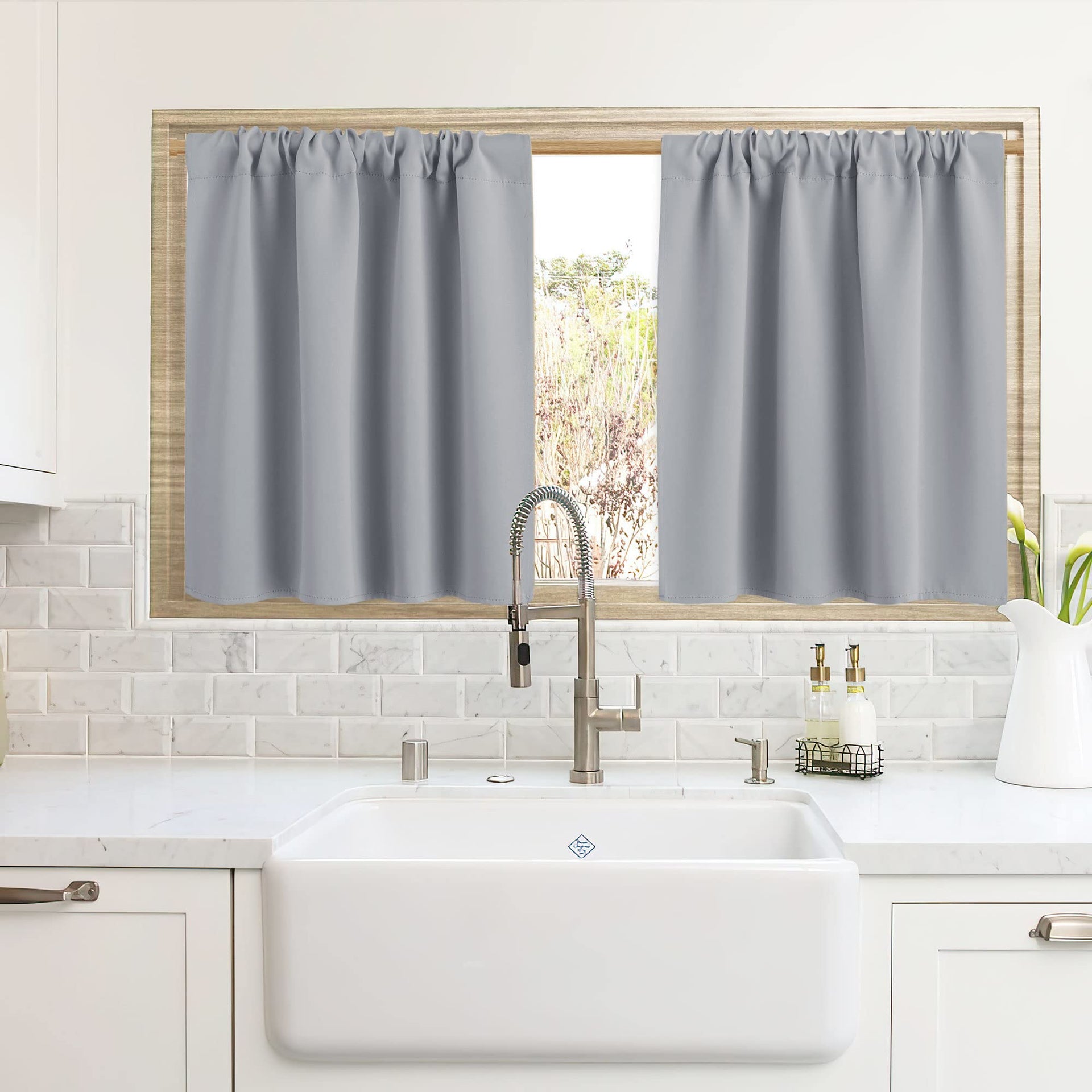 Cafe Blackout Curtains 24 inch Length for RV Camper Kitchen Window (2 Count)