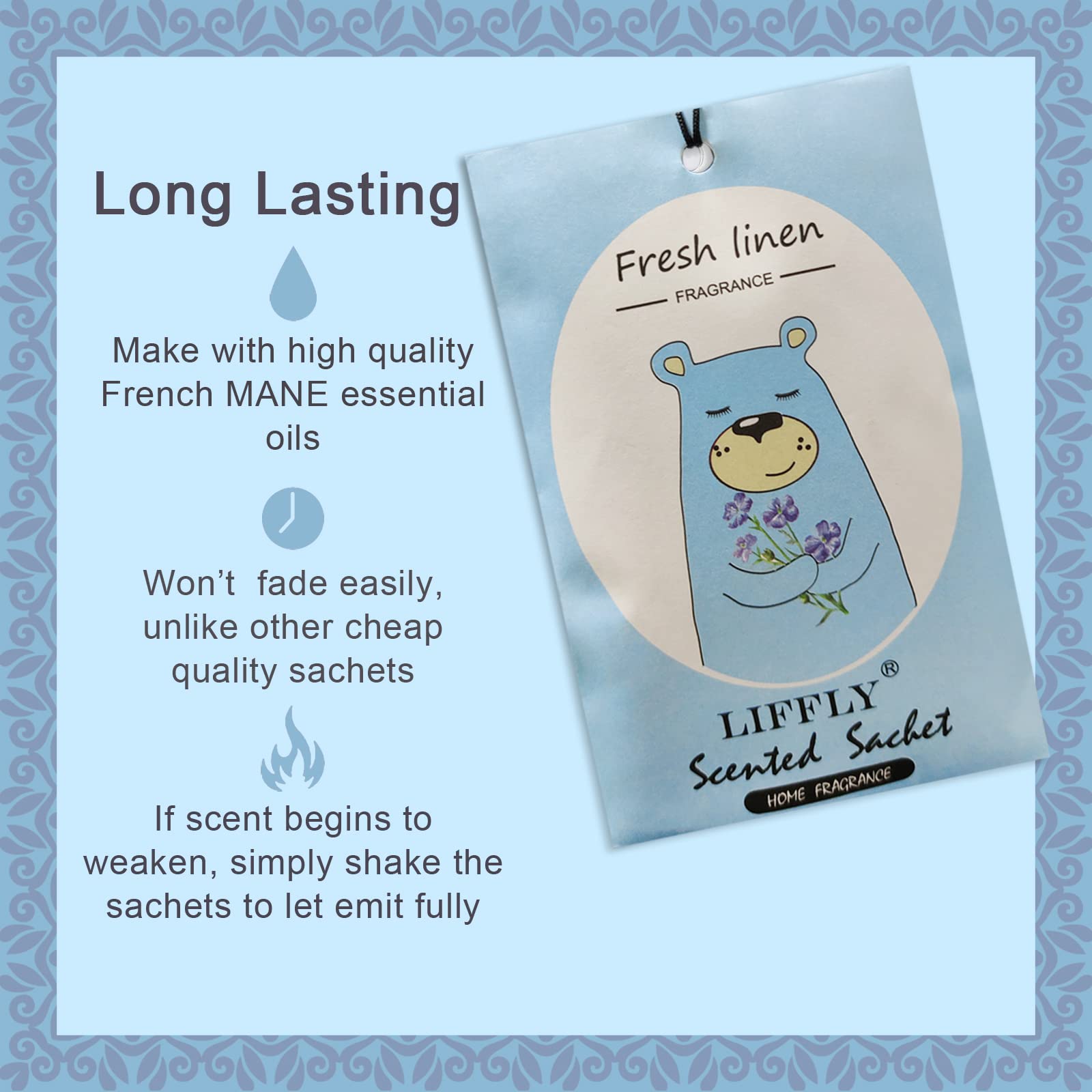14 Packs Fresh Linen Scented Sachets Bags fit Drawers and Closets Gift Box (14 Count)