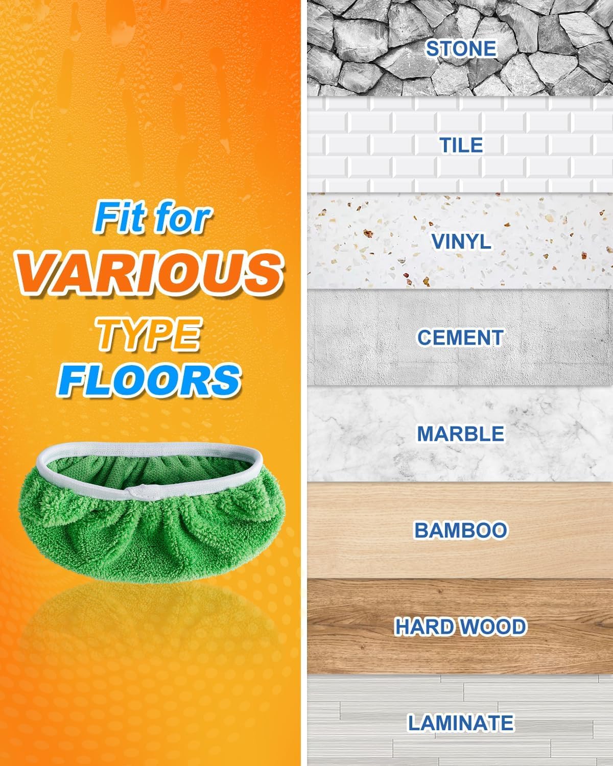 12 Pack Reusable Mop Pads Compatible with Swiffer Sweeper (12 Count)