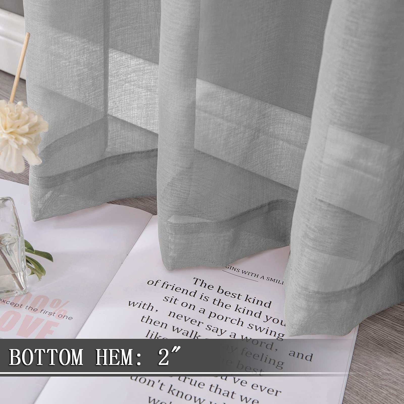 Sheer Tier Curtain Linen Textured Half Kitchen Curtains Sheer Light Filtering Rod Pocket Voile Small Curtains for Bathroom
