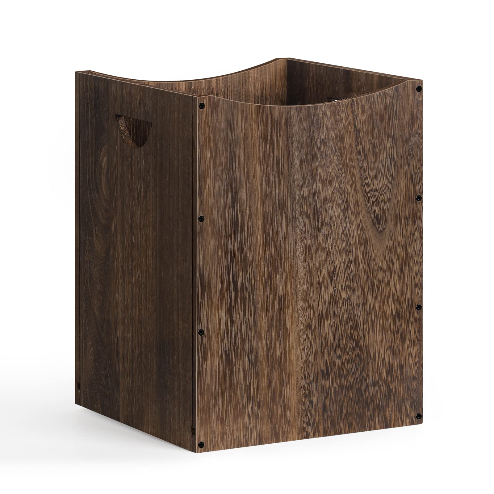 Large Wood Trash Can 9.5 Gallon Waste Basket Bin with Handles for Office