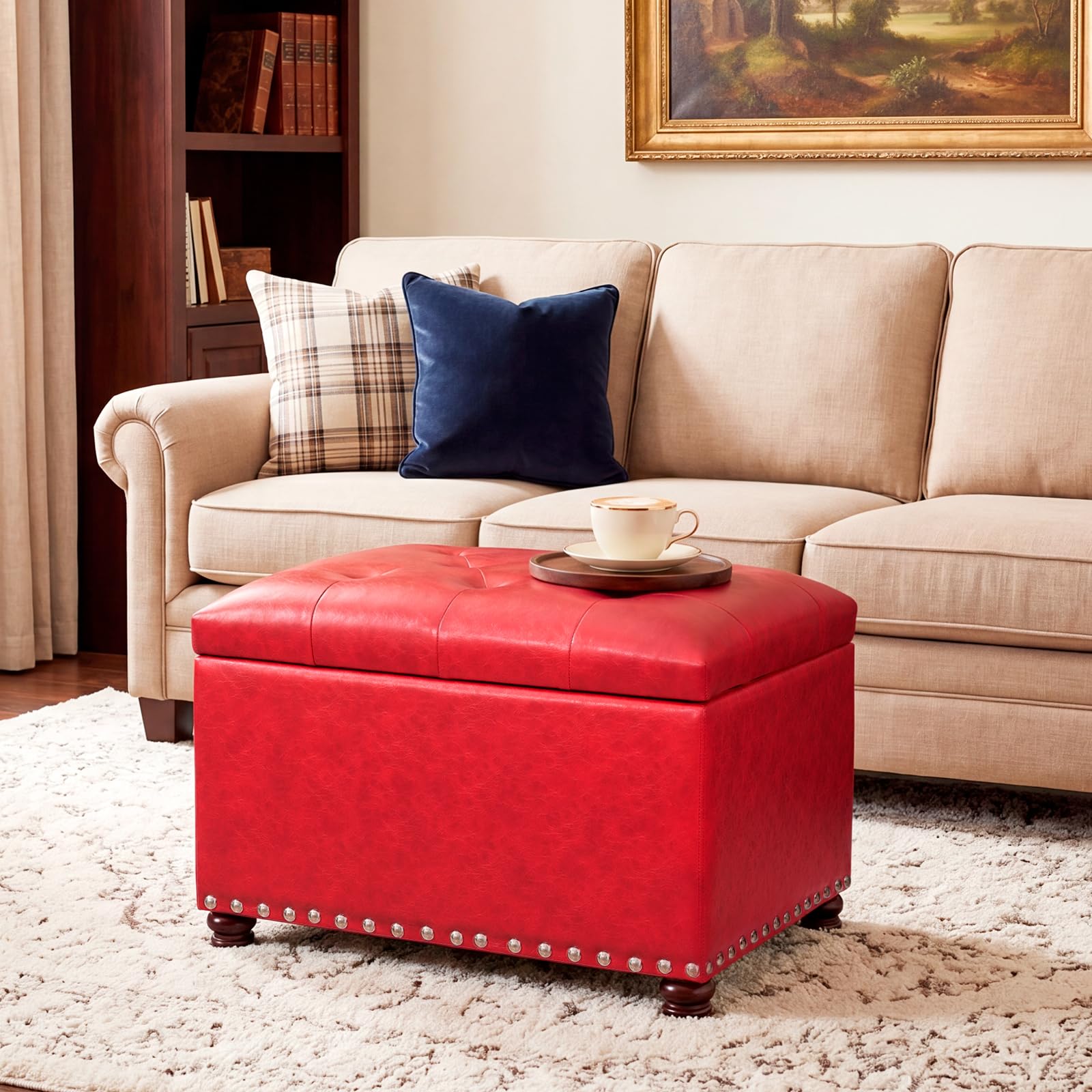 Leather Storage Ottoman