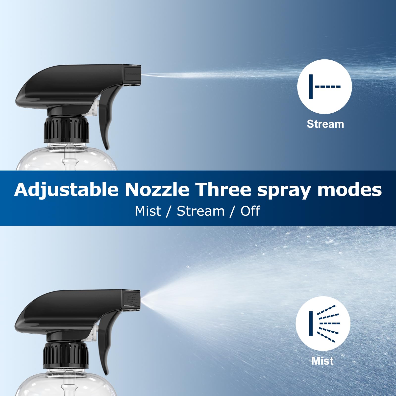 300mL (10oz) 360° Spray Bottles, 2-Pack — Adjustable Nozzle, Leak-Resistant spray bottles for Cleaning, Plants, Hair & Pet Use + Foldable Funnel (2 Count)
