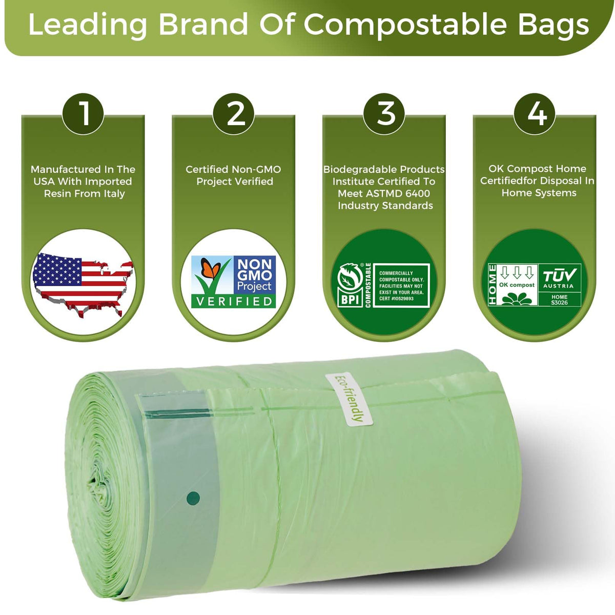 30 33 Gallon Compostable Trash Bags with Flat (30 Count)