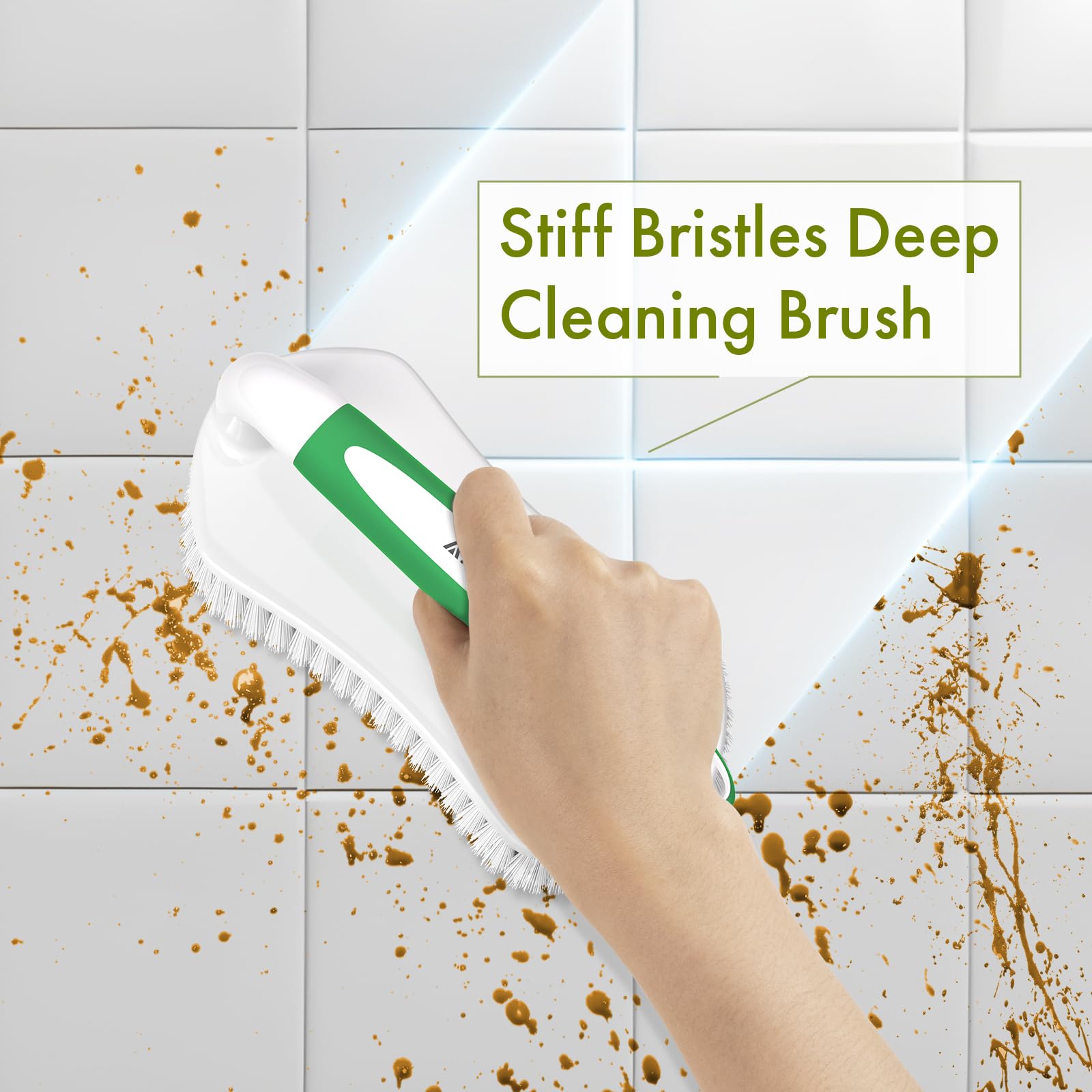 Scrub Brush for Cleaning Comfort Grip Shower Scrubber Stiff Bristles with Handle Heavy Duty Cleaner Brush for Tub Sink Carpet Floor (2 Count)