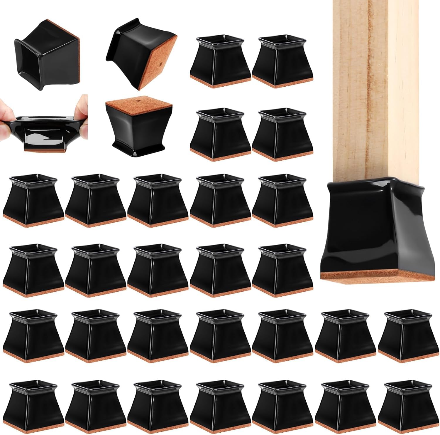 32 Pack Square Chair Leg Floor Protectors for Hardwood Floors