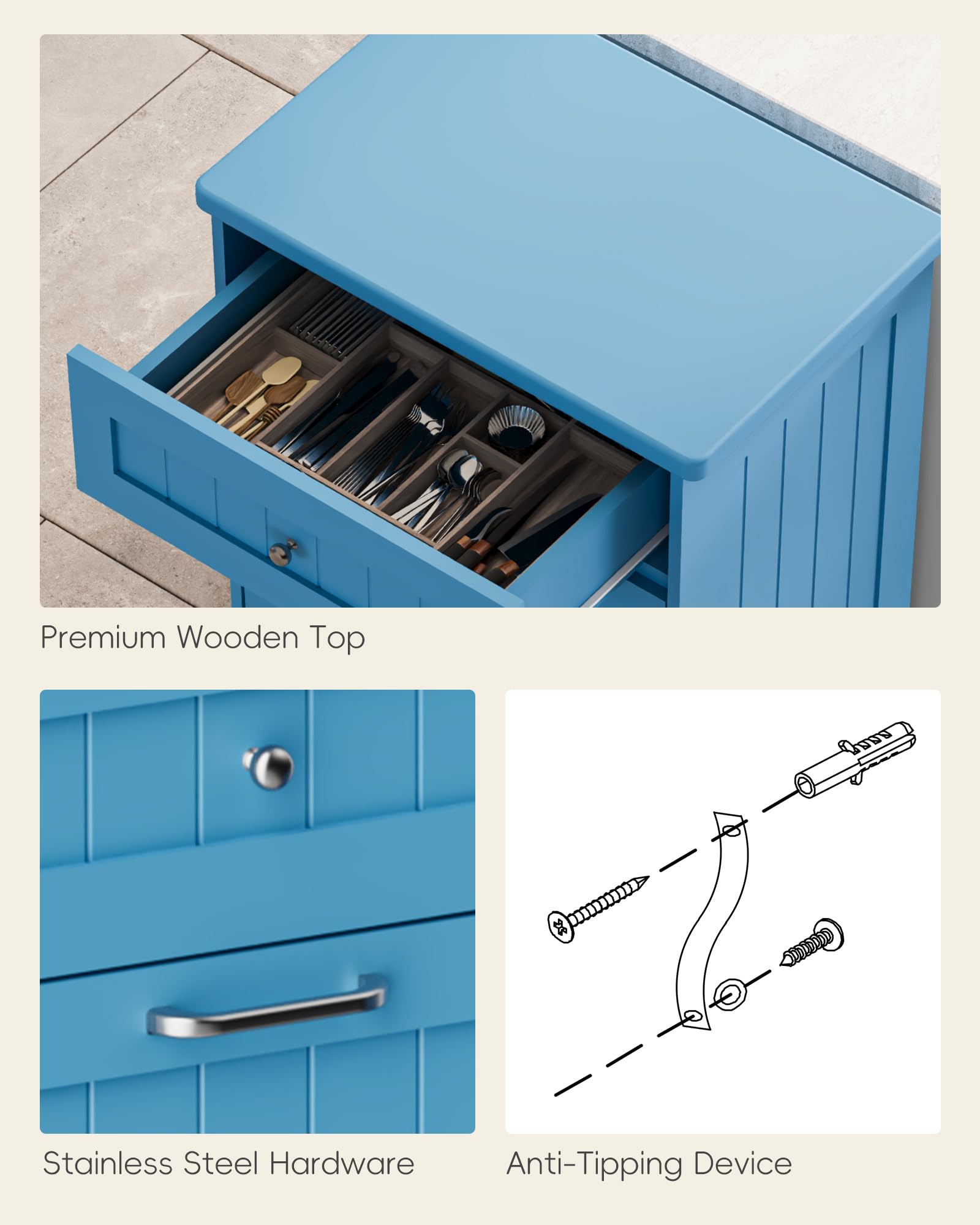 10 Gallon Tilt Out Trash Cabinet with Big Storage Drawer