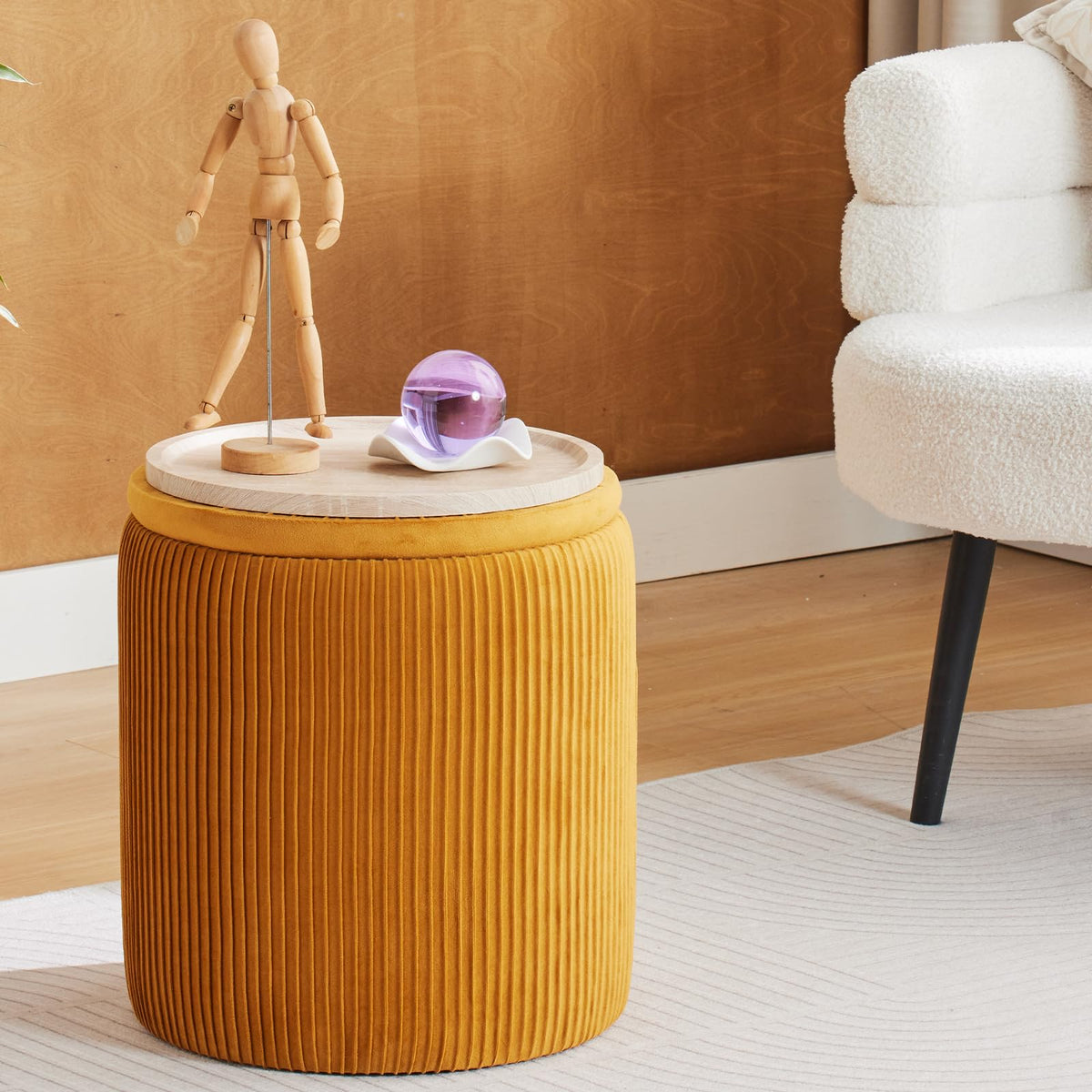 Set of 2 Round Storage Ottoman