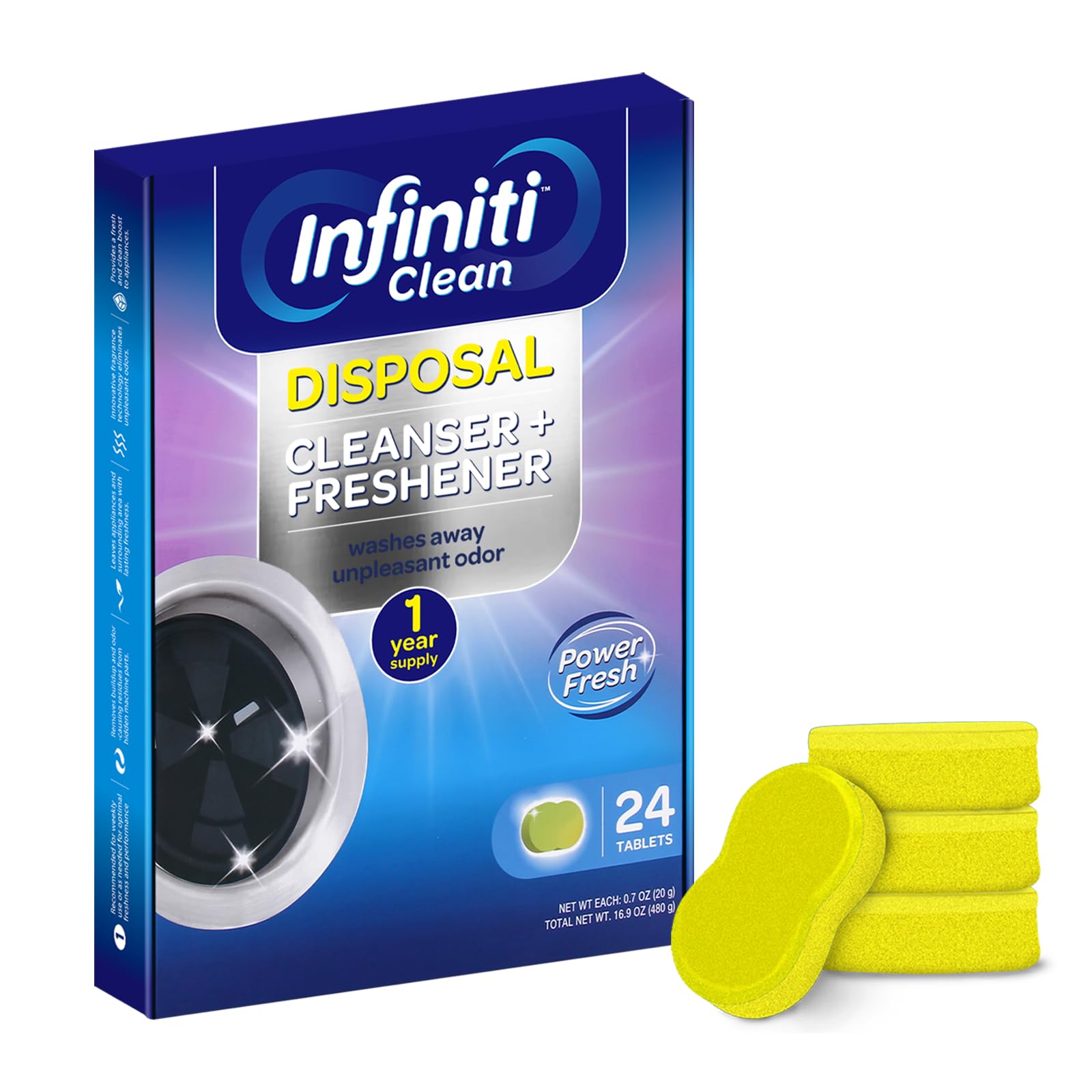 Garbage Disposal Cleaner and Deodorizer Tablets (24 Count)