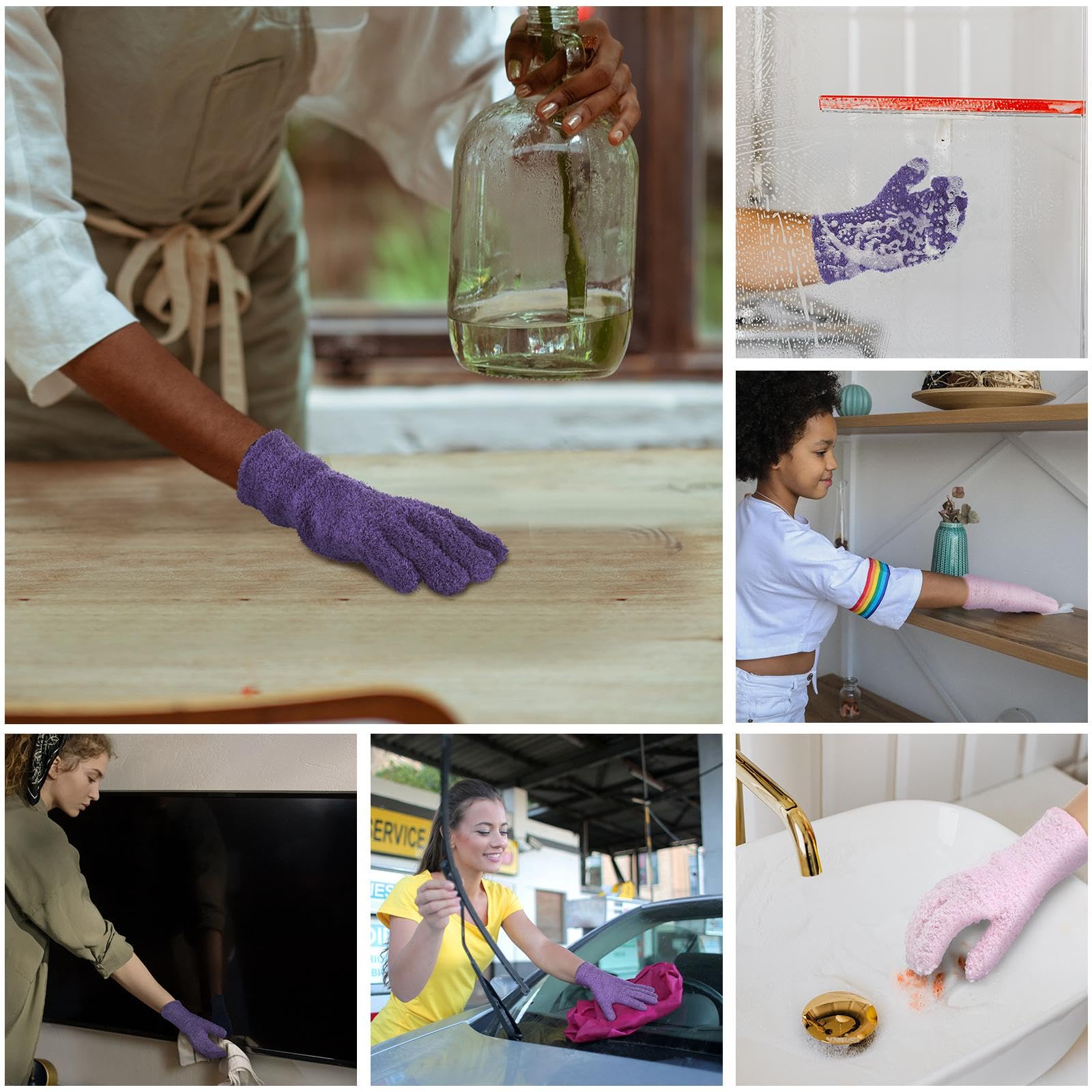 2 Pairs Microfiber Gloves for plants Dusting Cleaning Glove Mittens House Cars Blinds Dusting