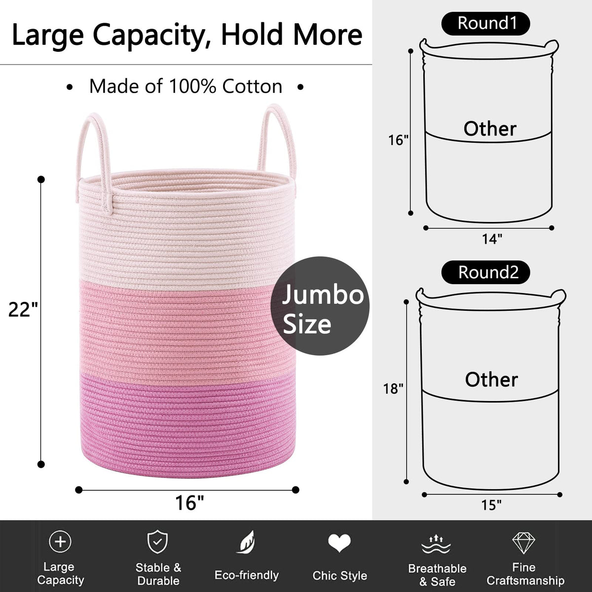 Woven Rope Laundry Hamper Basket