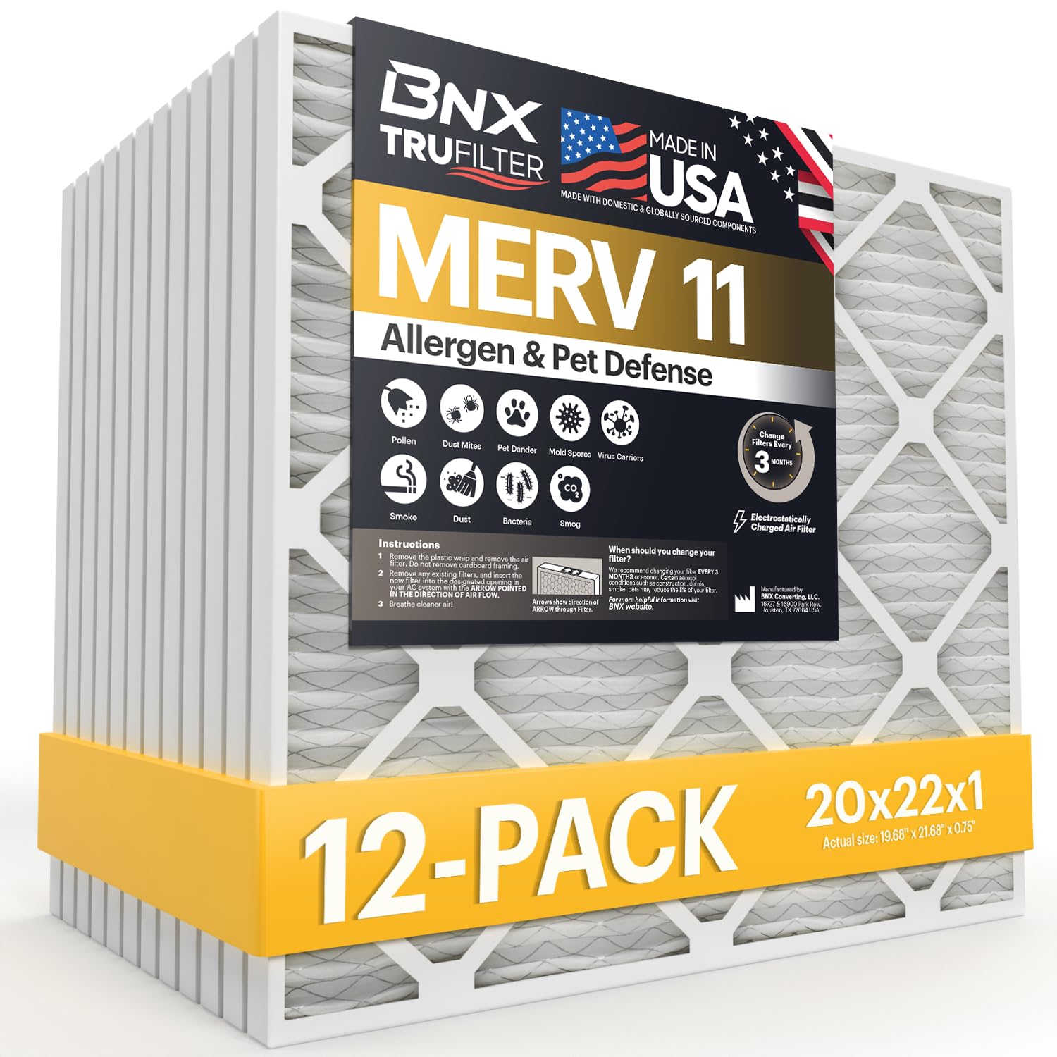 TruFilter 20x22x1 Air Filter MERV 11 (12 Count)