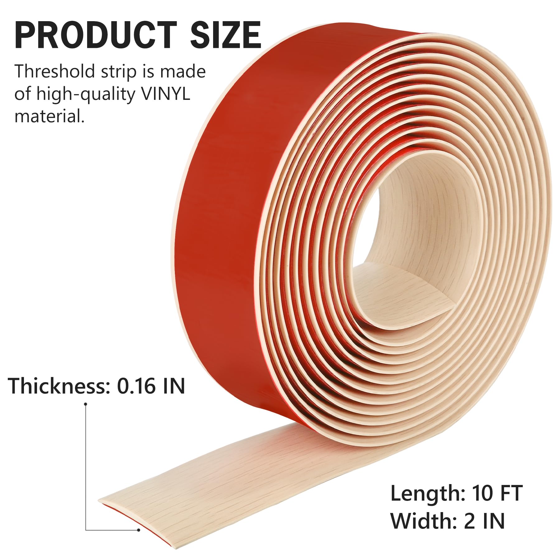 10Ft Floor Transition Strip Self Adhesive Vinyl Cover Floor Strip Flat Divider Transition Strip Wood Grain Design for Laminate Floor Gaps and Doorway Transitions