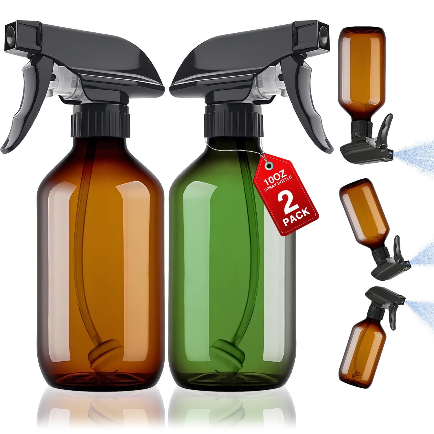 Plastic Spray Bottles 2pcs 10 oz Small Bottle for Cleaning Green & Brown (2 Count)