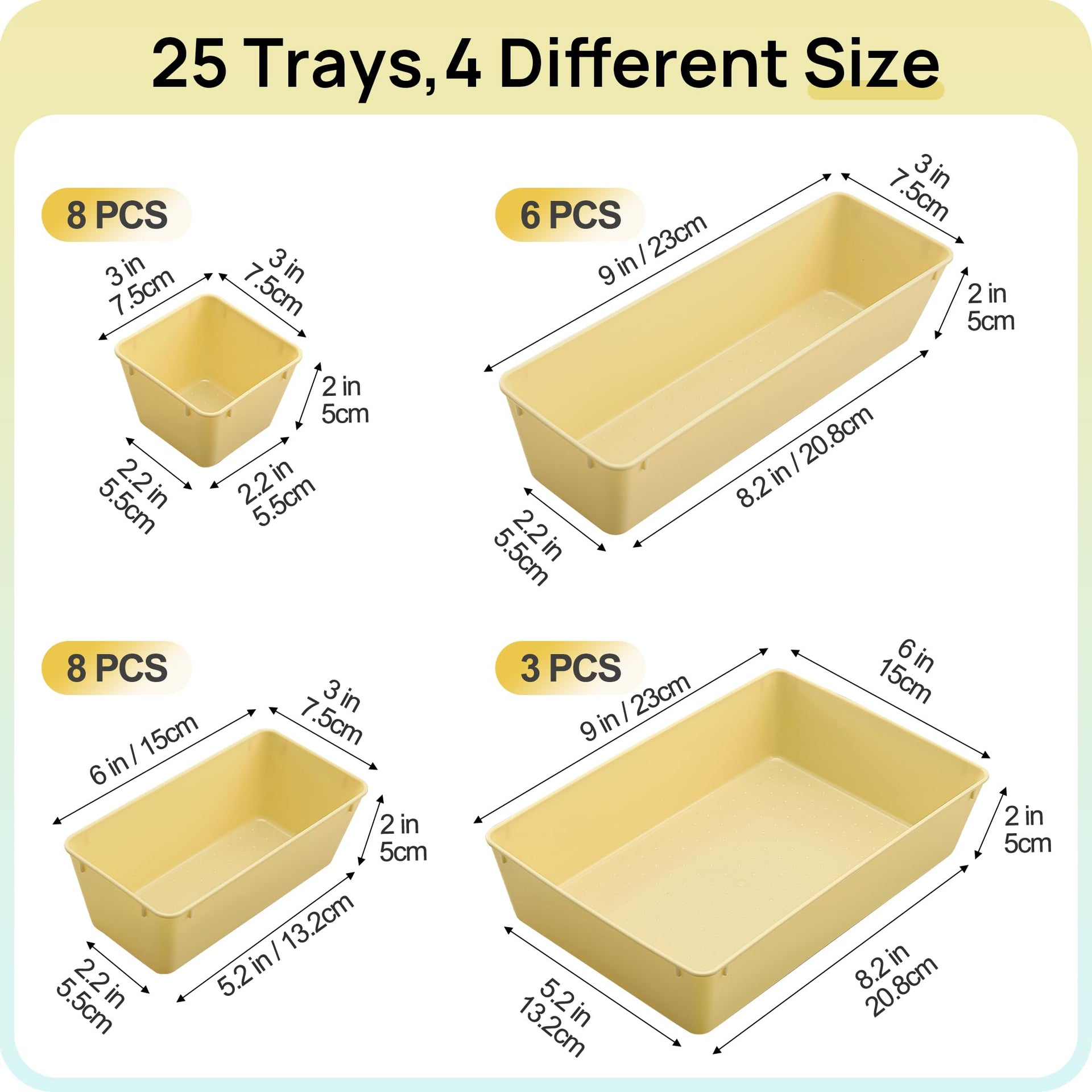 25 Pack Plastic Drawer Organizers with Non (25 Count)