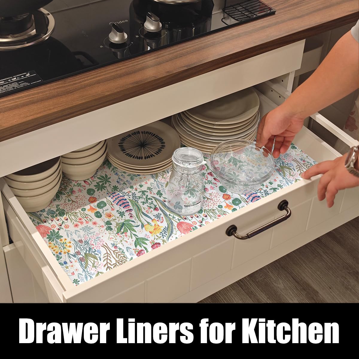 Floral Shelf Drawer Liners