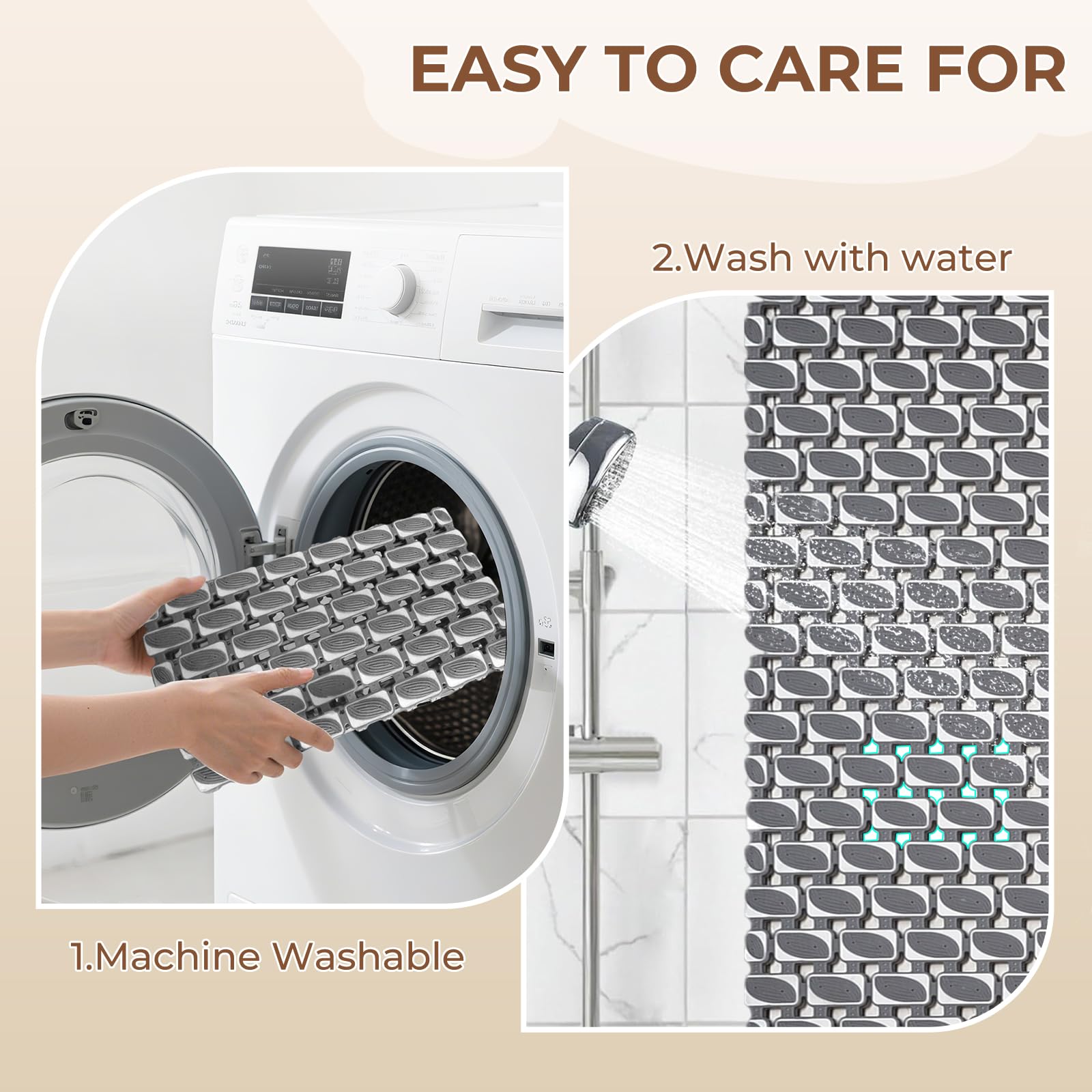 Bathtub Mats Non Slip for Bathroom with Suction Cups and Drain Holes 27.6 * 15.7 Inch Shower Mat for Inside Shower