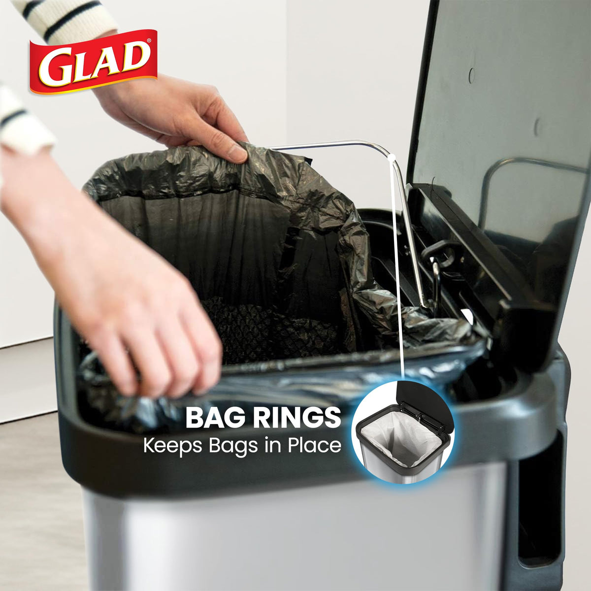 Stainless Steel Trash Can with Clorox Odor Protection