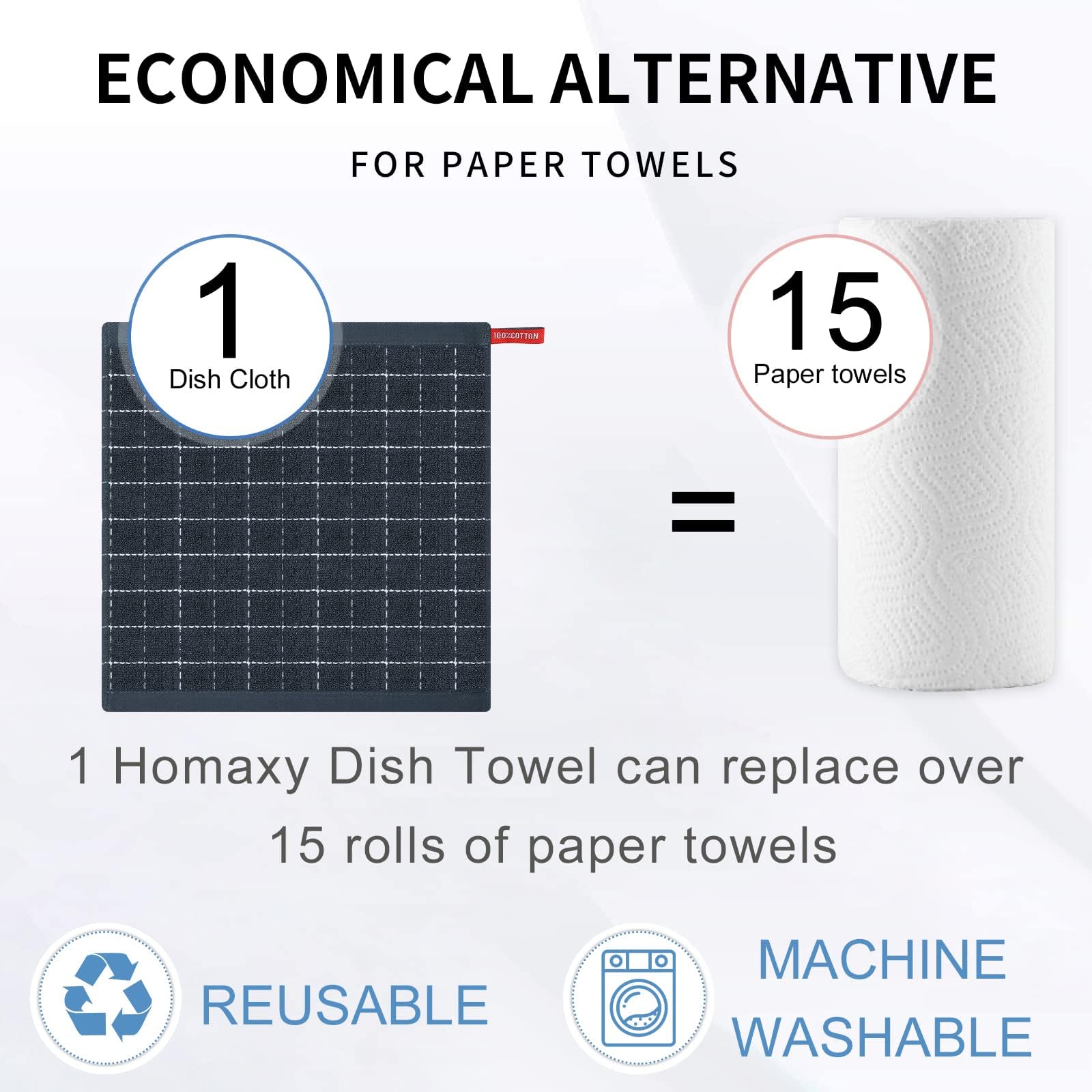 100% Cotton Terry Kitchen Dish Cloths (12 Count)