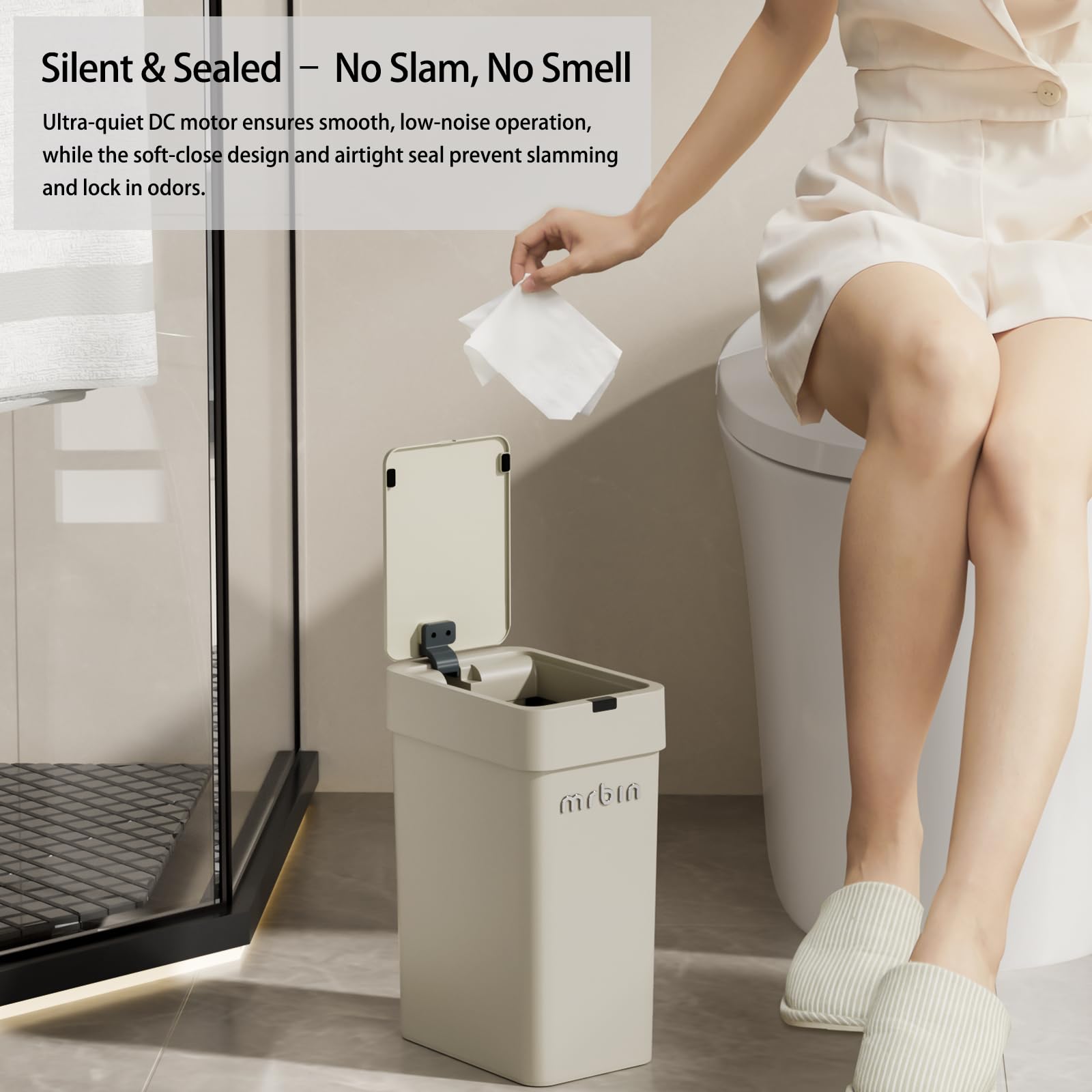 Motion Sensor Bathroom Trash Can with Lid (1152 Fl Oz)