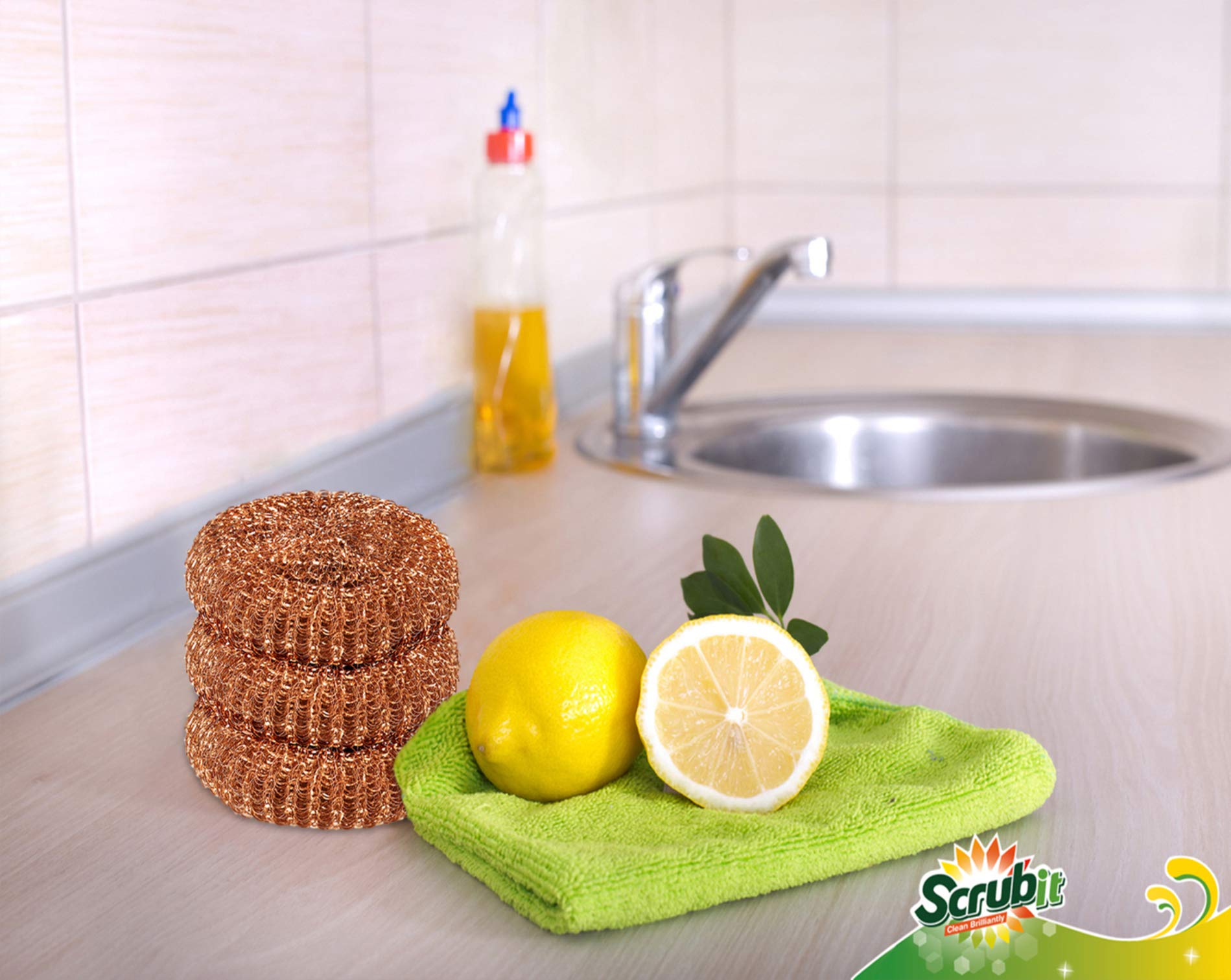 12 Pack Copper Coated Scourers by SCRUBIT (12 Count)