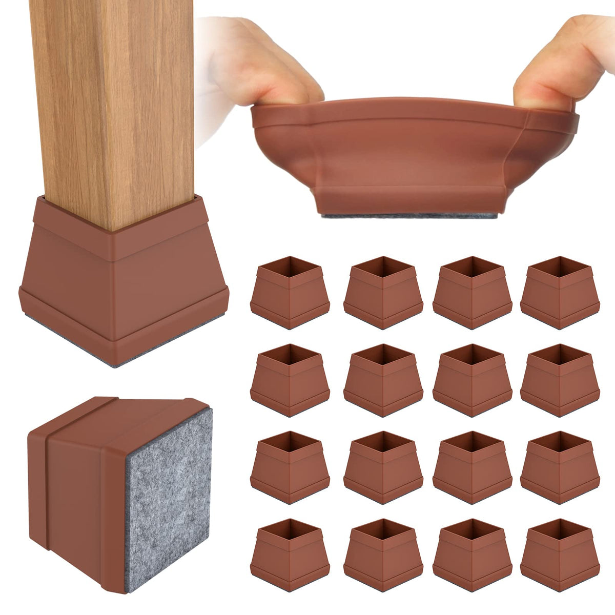 16 PCS Square Chair Leg Floor Protector (16 Count)