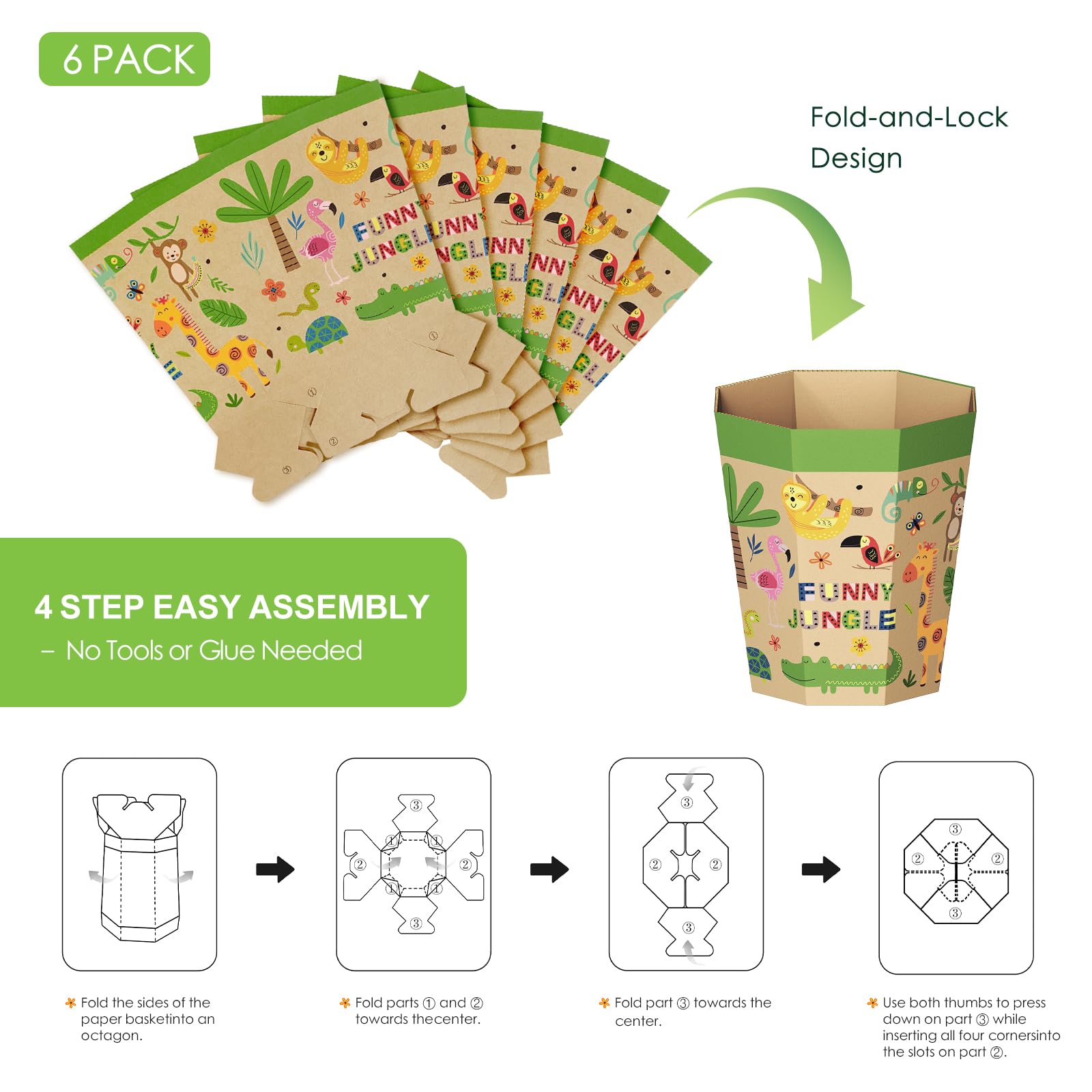 6 Pack Cardboard Trash Can