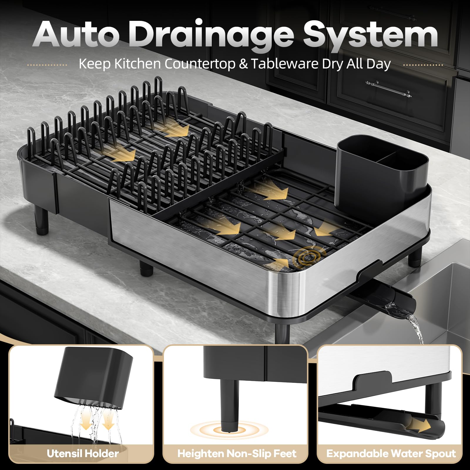 Stainless Steel Dish Drying Rack for Kitchen Counter