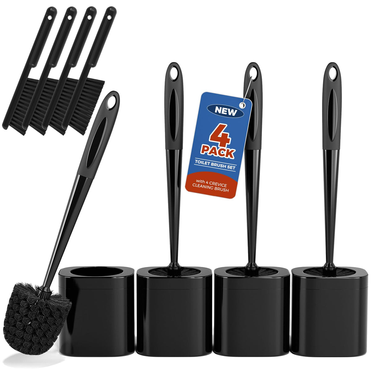 Toilet Brush and Holder Set (4 Count)