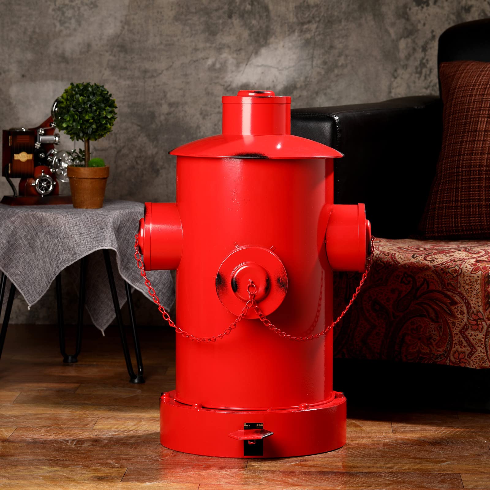 Fire Hydrant Trash Can Retro Creative Garbage Can with Inner Bucket Large Capacity Wrought Iron Pedal Trash Can Indoor Outdoor Waste Bins for Park Garden Kitchen Garbage