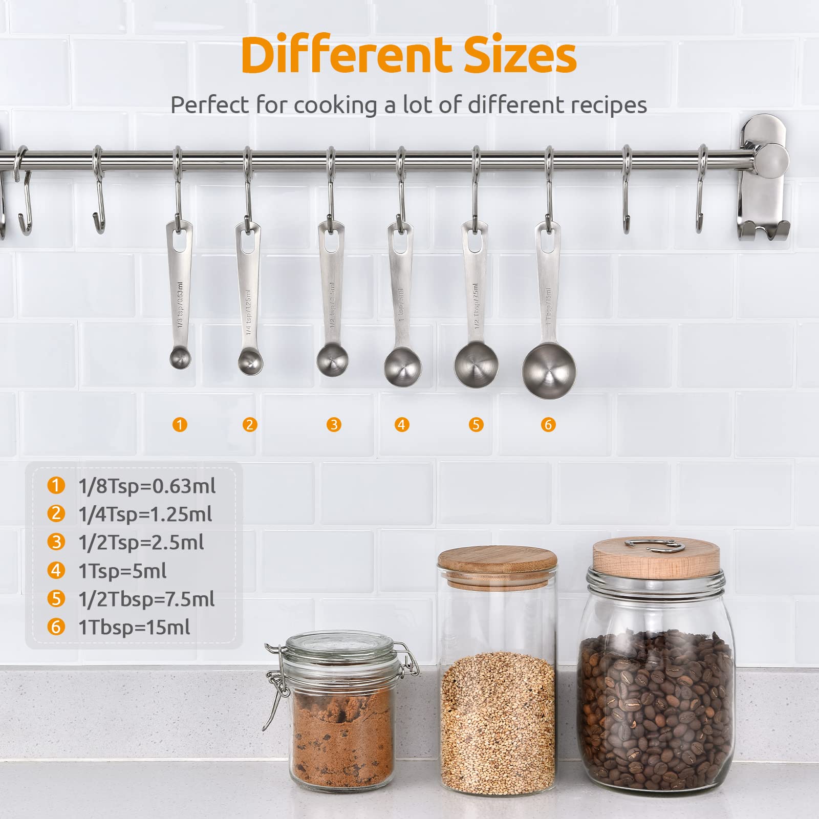 18 8 Stainless Steel Measuring Spoons Set of 6