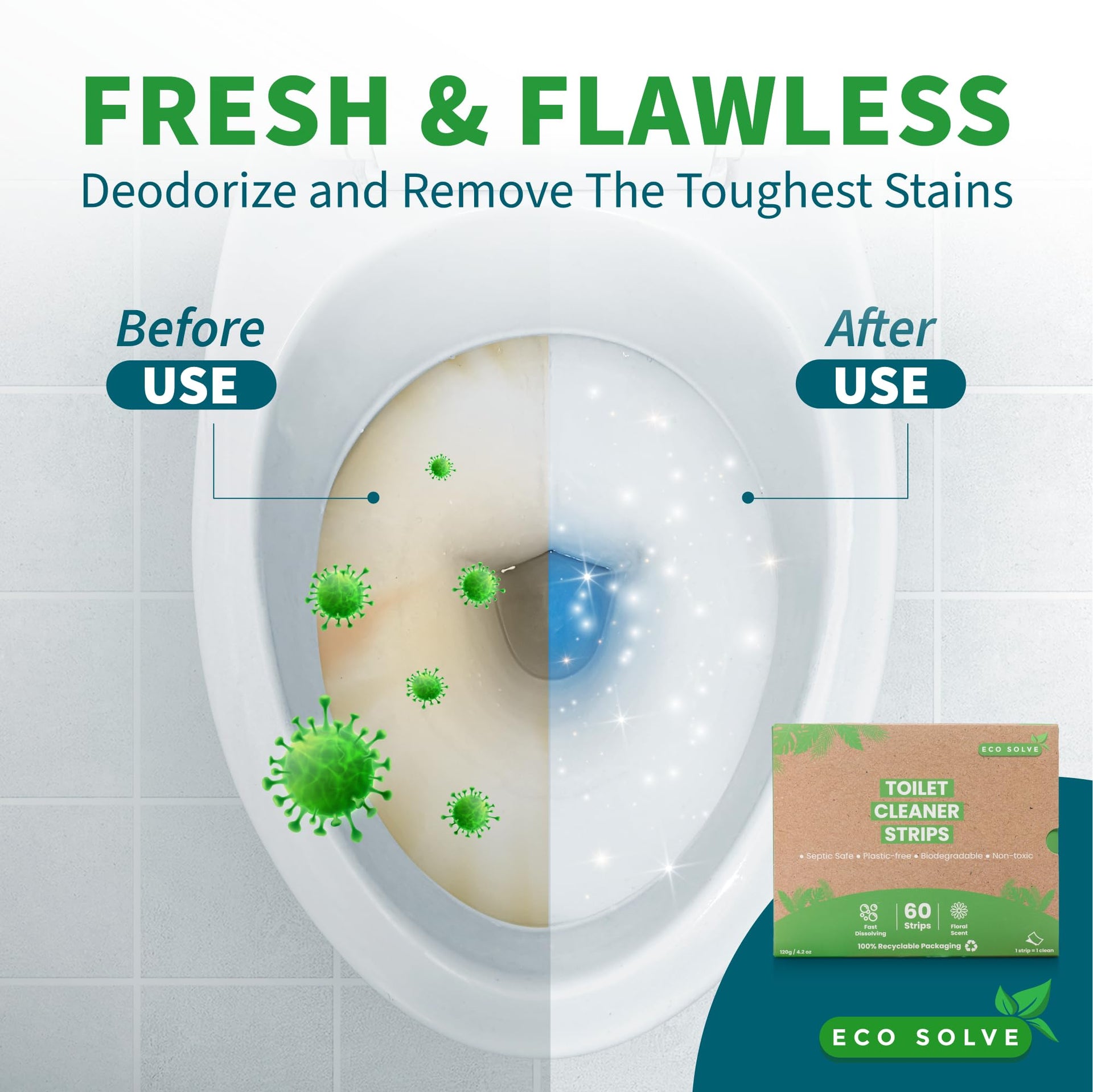 Natural Toilet Bowl Cleaner Strips (60 Count)