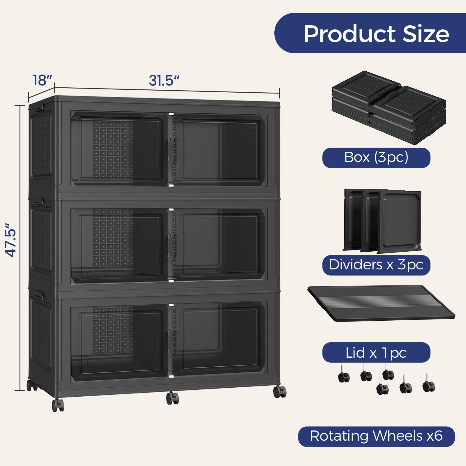 150GAL Storage Bins with Lid and Wheels (3 Count)