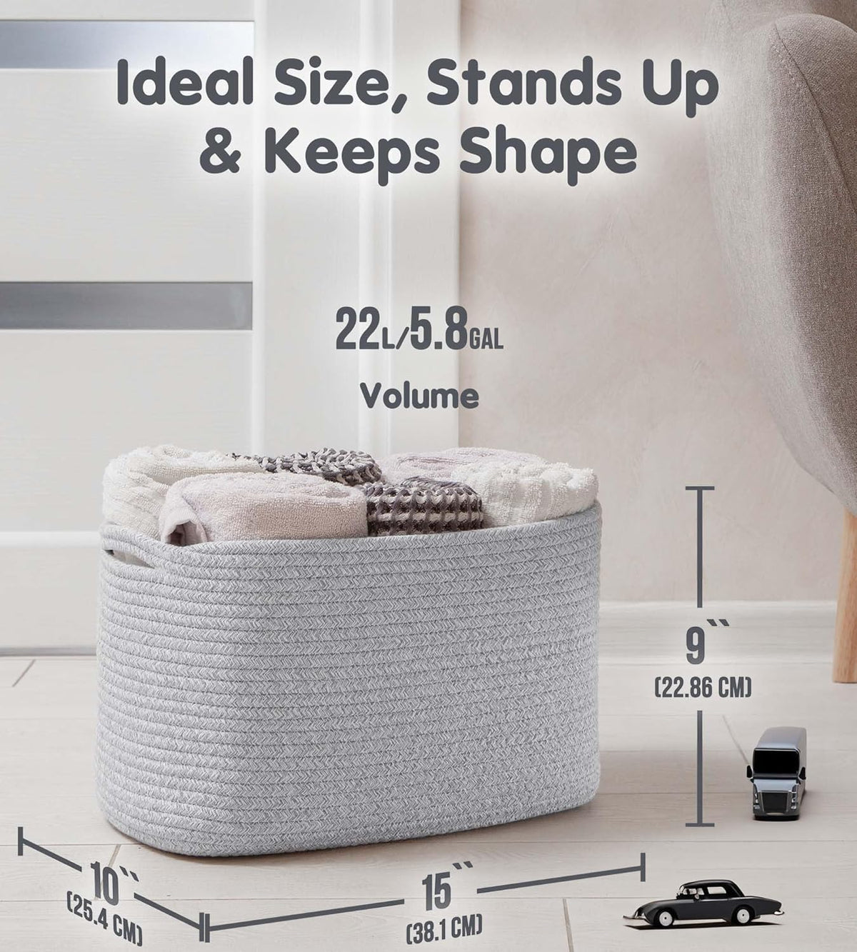 Cotton Rope Baskets for Organizing (3 Count)