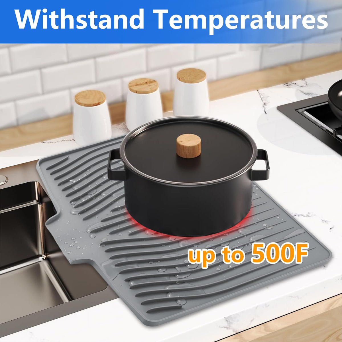 Silicone Dish Drying Mat for Kitchen Counter