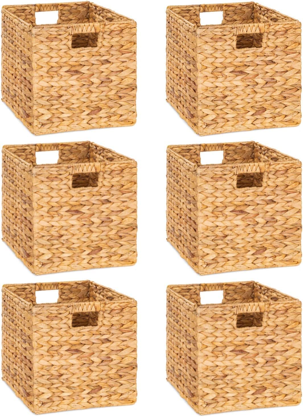 10.5 x 10.5in Wicker Storage Baskets for Shelves (6 Count)
