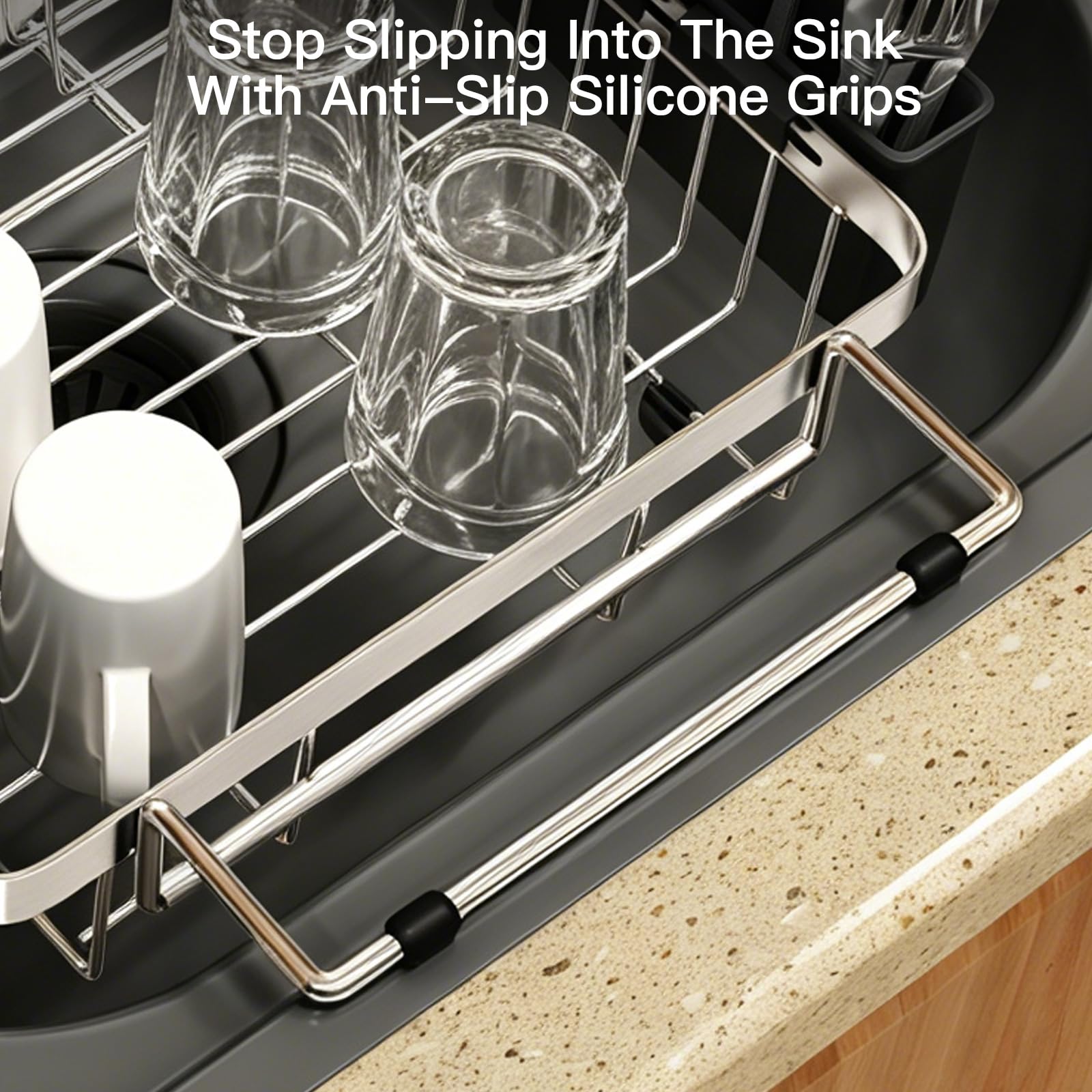 Dish Drying Rack Over The Sink with Utensil Holder