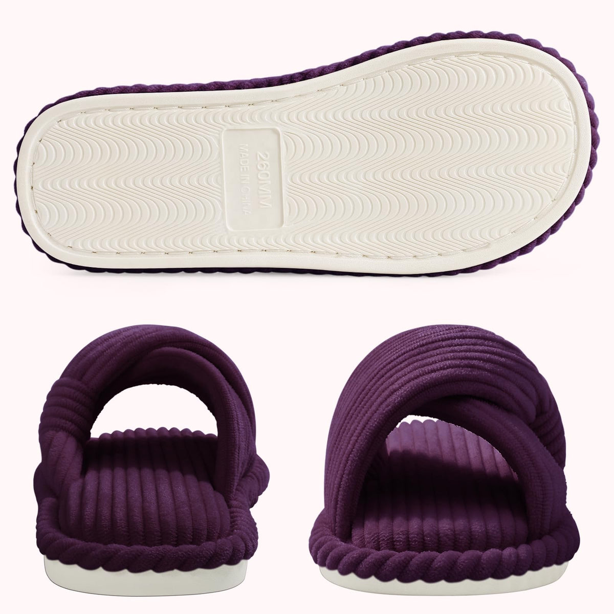 Summer House Slippers for Women Corduroy Open Toe Indoor Slippers