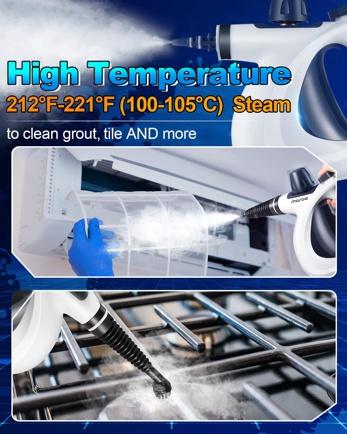 Handheld Pressurized Steam Cleaner with 11