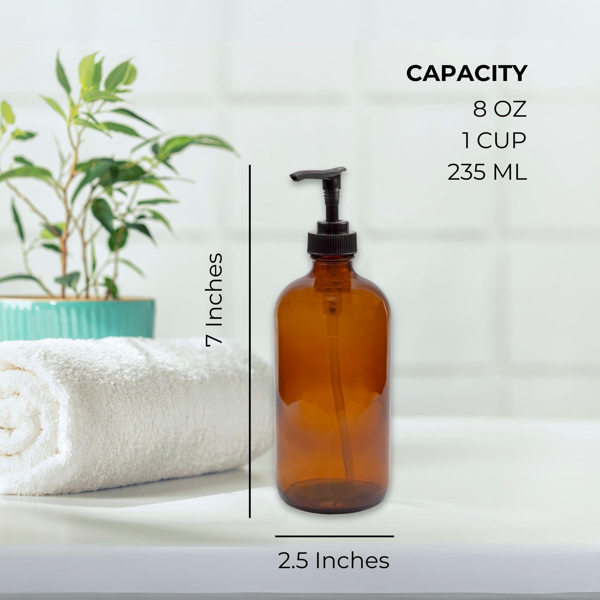 8oz Glass Pump Bottles (4 Count)