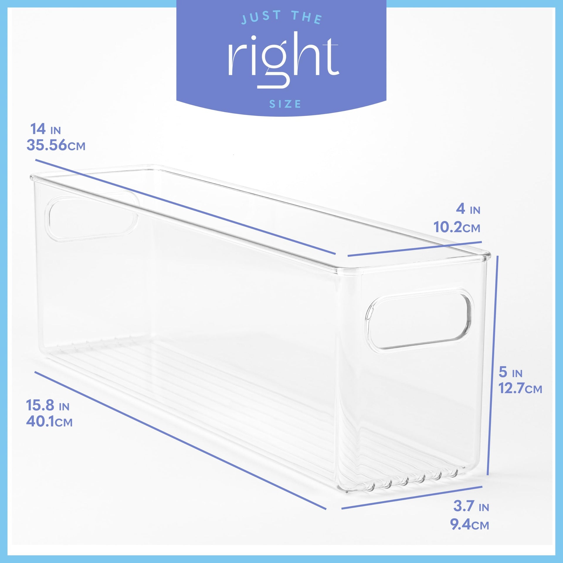 Plastic Food Storage 4 Pack Clear Container Bin with Handles for Organizing Kitchen (4 Count)