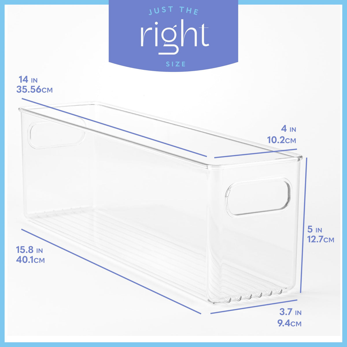 Plastic Food Storage 4 Pack Clear Container Bin with Handles for Organizing Kitchen (4 Count)